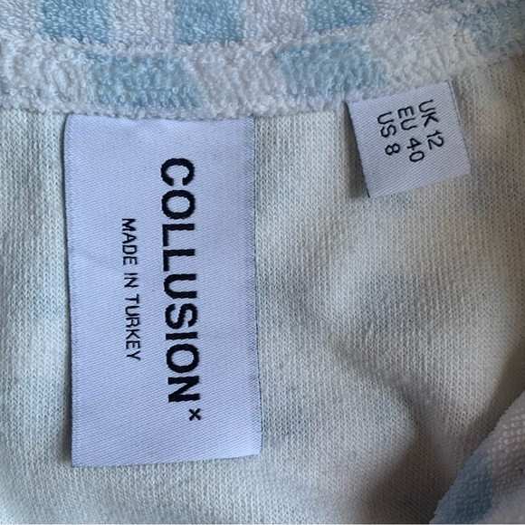 ASOS Blue & White Checkered Button Down Top / Tee | Women M - Picture 4 of 5